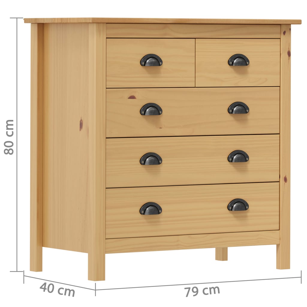 Credenza Hill 79x40x80 cm Legno Massello di Pino - homemem39