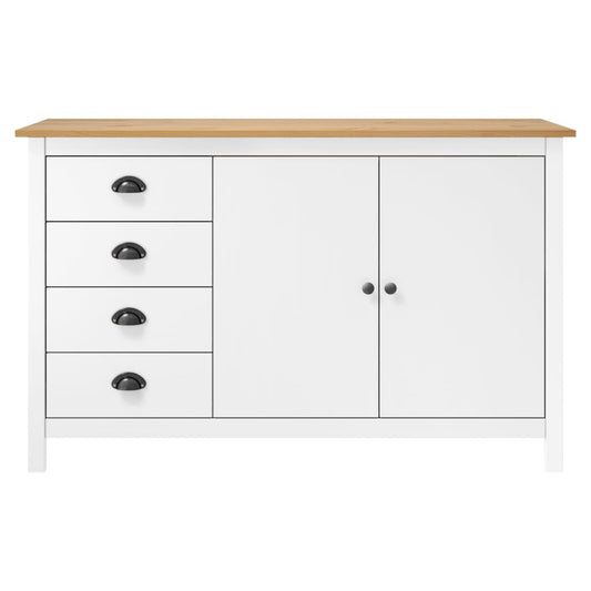 Credenza Hill Bianca 130x40x80 cm in Legno Massello di Pino - homemem39