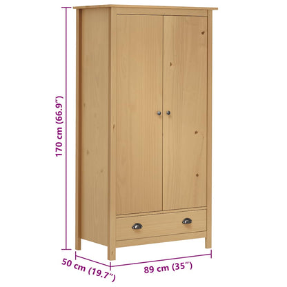 Armadio a 2 Ante Hill 89x50x170 cm Legno Massello di Pino - homemem39