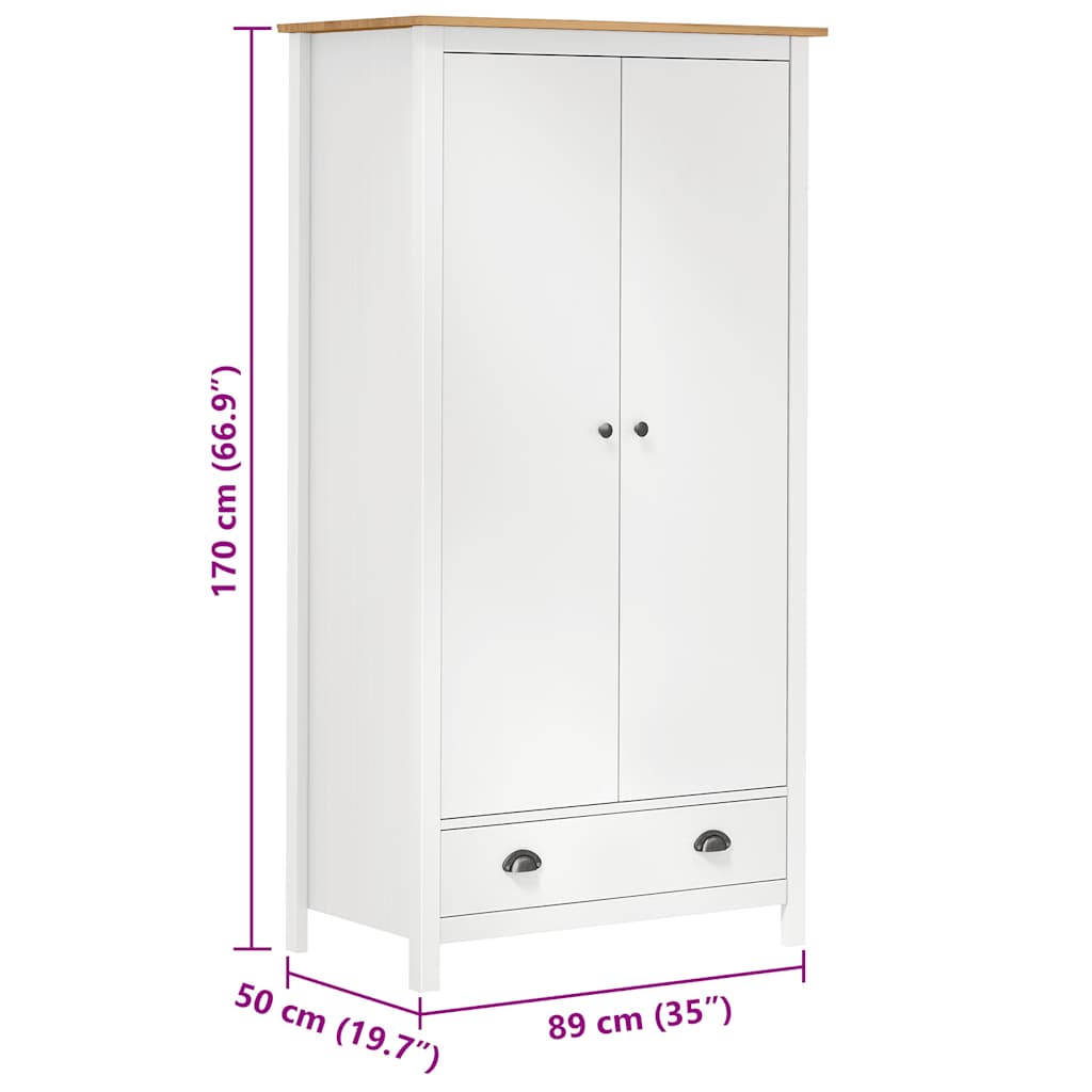 Armadio a 2 Ante Hill Bianco 89x50x170cm in Legno di Pino - homemem39