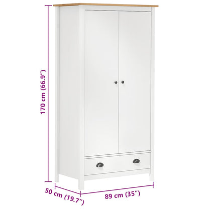 Armadio a 2 Ante Hill Bianco 89x50x170cm in Legno di Pino - homemem39