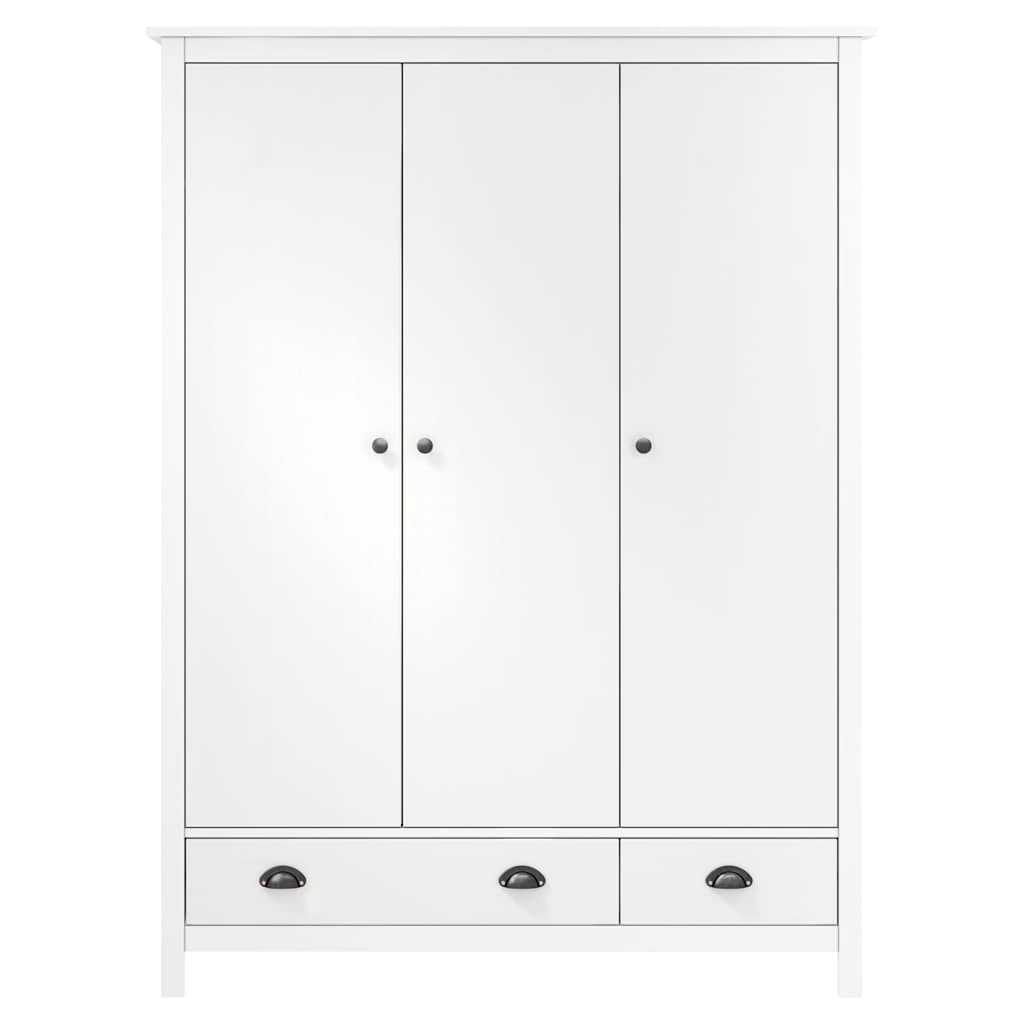Armadio a 3 Ante Hill Bianco 127x50x170 cm in Legno di Pino - homemem39