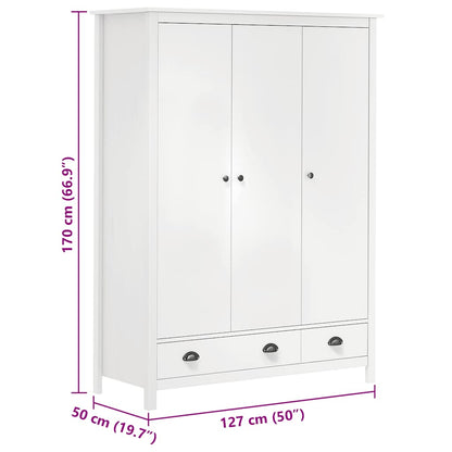Armadio a 3 Ante Hill Bianco 127x50x170 cm in Legno di Pino - homemem39