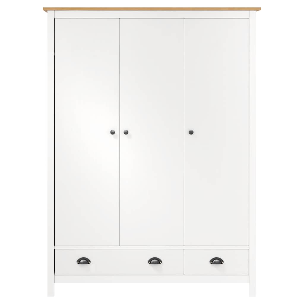 Armadio a 3 Ante Hill Bianco 127x50x170 cm in Legno di Pino | homemem39