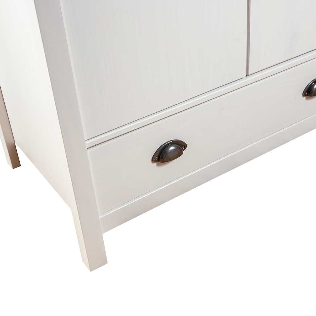 Armadio a 3 Ante Hill Bianco 127x50x170 cm in Legno di Pino | homemem39