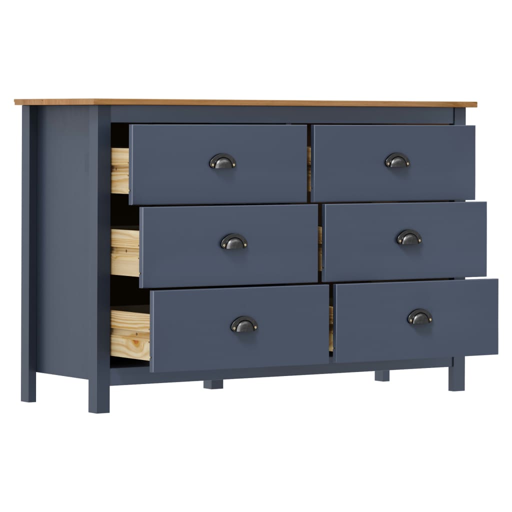 Credenza Hill Grigia 125x40x80 cm in Legno Massello di Pino - homemem39