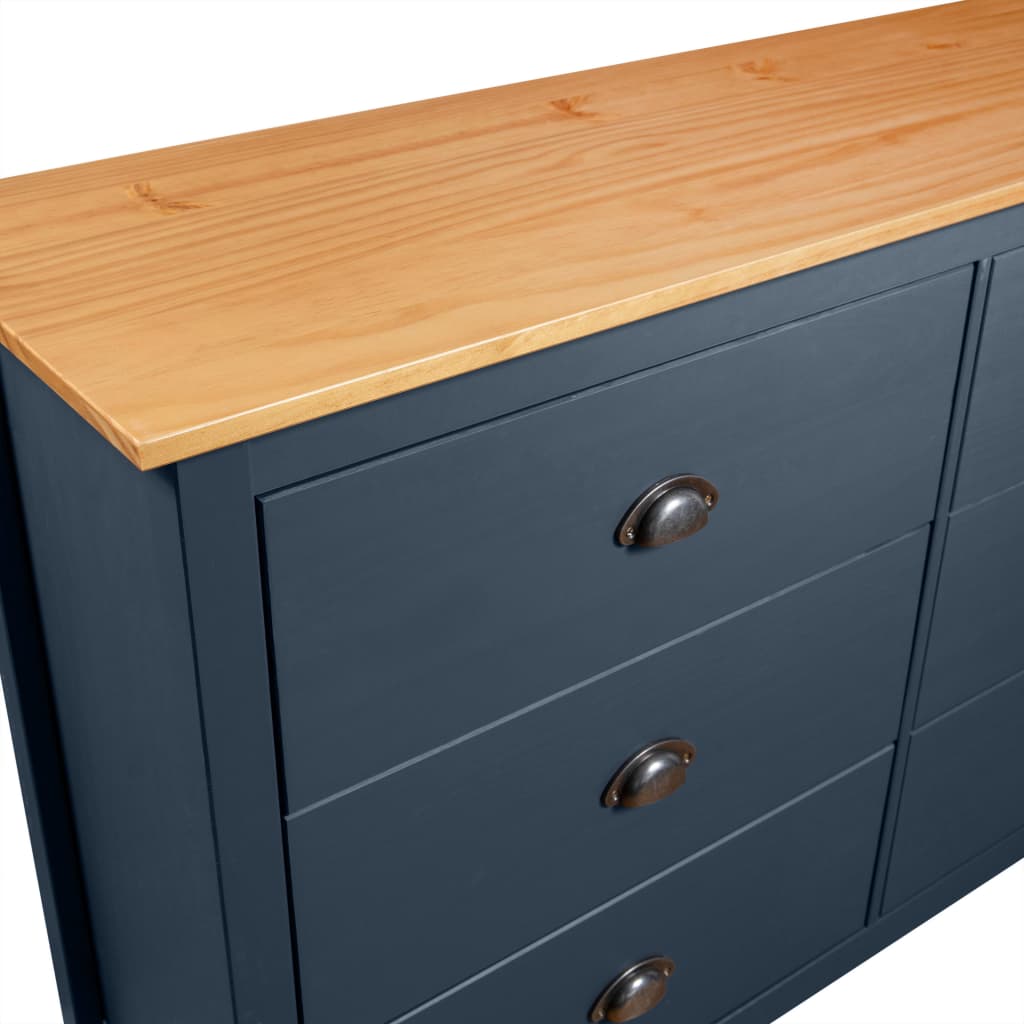 Credenza Hill Grigia 125x40x80 cm in Legno Massello di Pino - homemem39