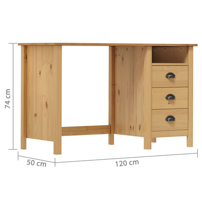 Scrivania Hill con 3 Cassetti 120x50x74 cm in Massello di Pino | homemem39