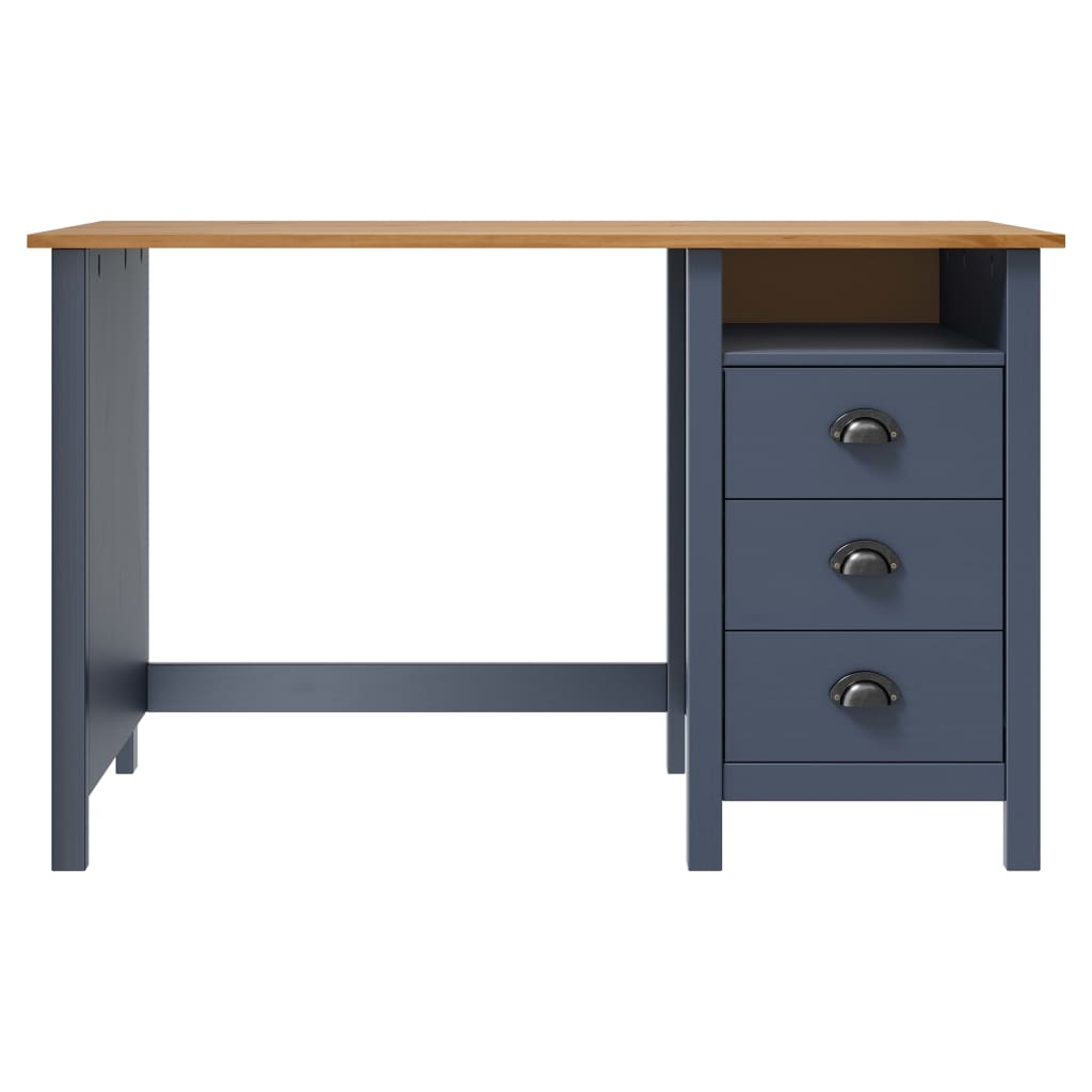 Scrivania Hill 3 Cassetti Grigia 120x50x74 cm Massello di Pino | homemem39
