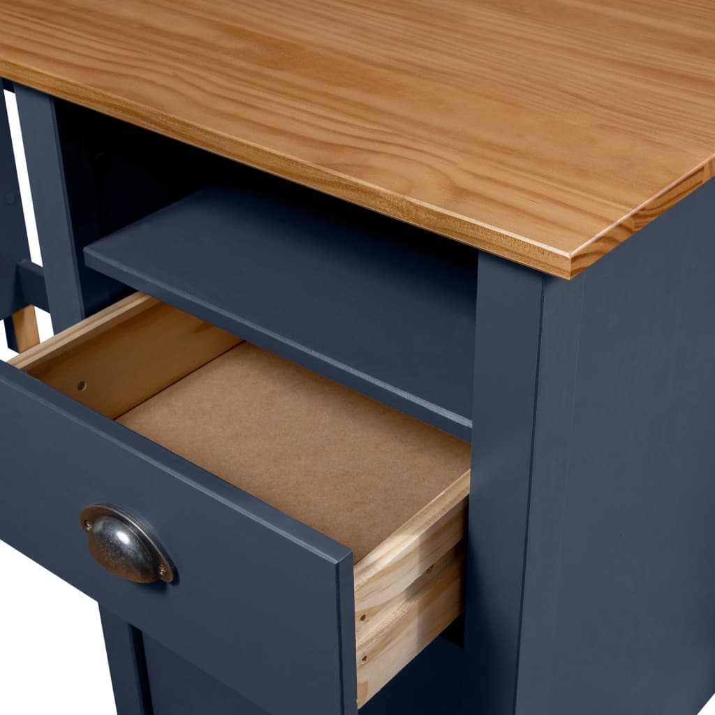 Hill Gray Desk 150x50x74 cm in Solid Pine