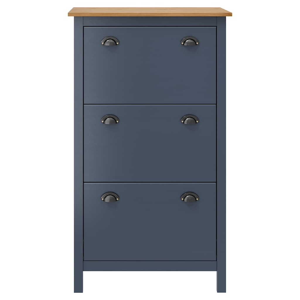 Scarpiera Hill Grigia 72x35x124 cm Legno Massello di Pino | homemem39