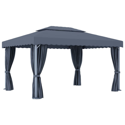 Gazebo con Tende 4x3 cm Antracite Alluminio - homemem39