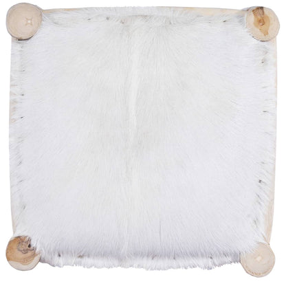 Sgabello da Bar in Vera Pelle di Capra e Legno Massello di Teak