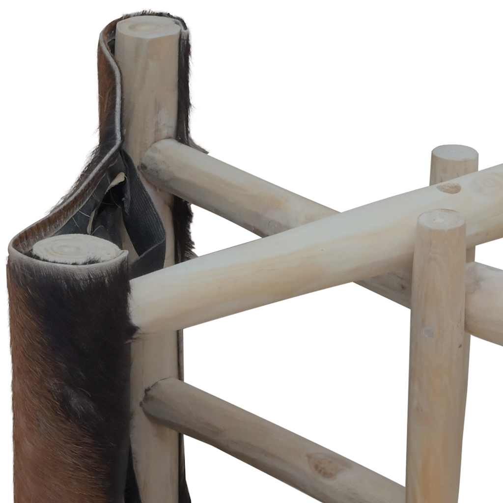 Sgabello Pieghevole in Pelle di Capra e Legno di Teak | homemem39