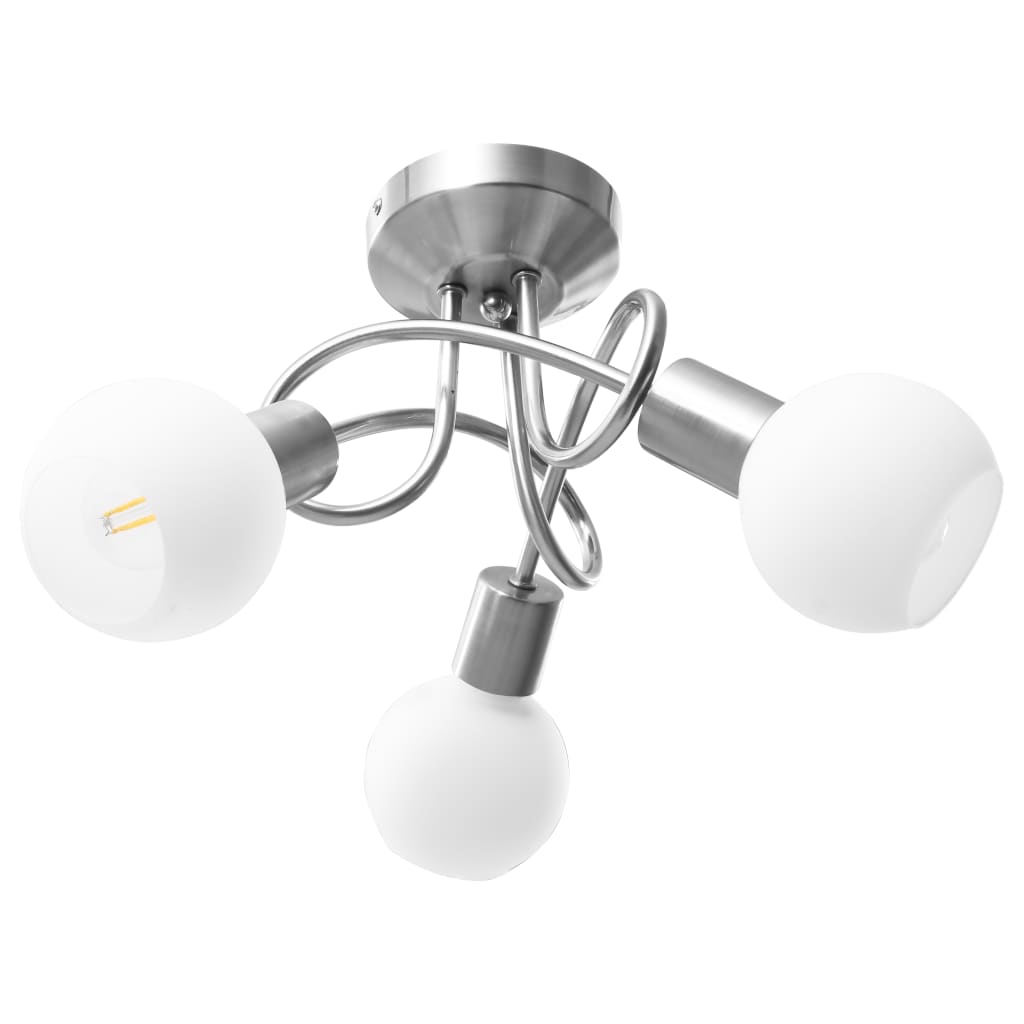 Lampadario Paralume in Ceramica a Coppa Bianco 3 Lampadine E14 | homemem39