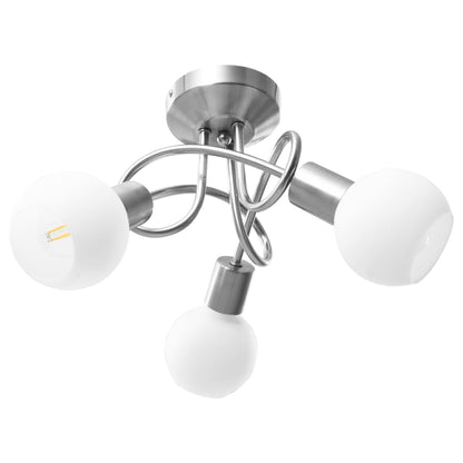 Lampadario Paralume in Ceramica a Coppa Bianco 3 Lampadine E14 | homemem39