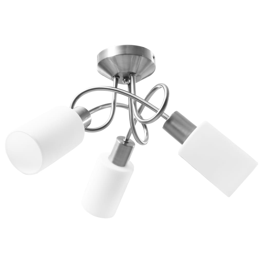 Lampadario Paralume in Ceramica a Cono Bianco 3 Lampadine E14 | homemem39