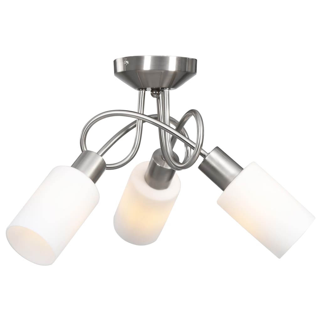 Lampadario Paralume in Ceramica a Cono Bianco 3 Lampadine E14 | homemem39