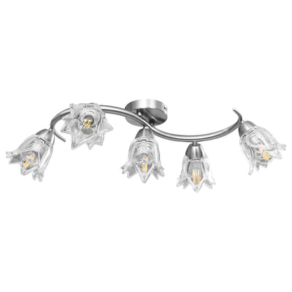 Lampadario con Paralumi in Vetro per 5 Lampadine E14 Tulipano | homemem39