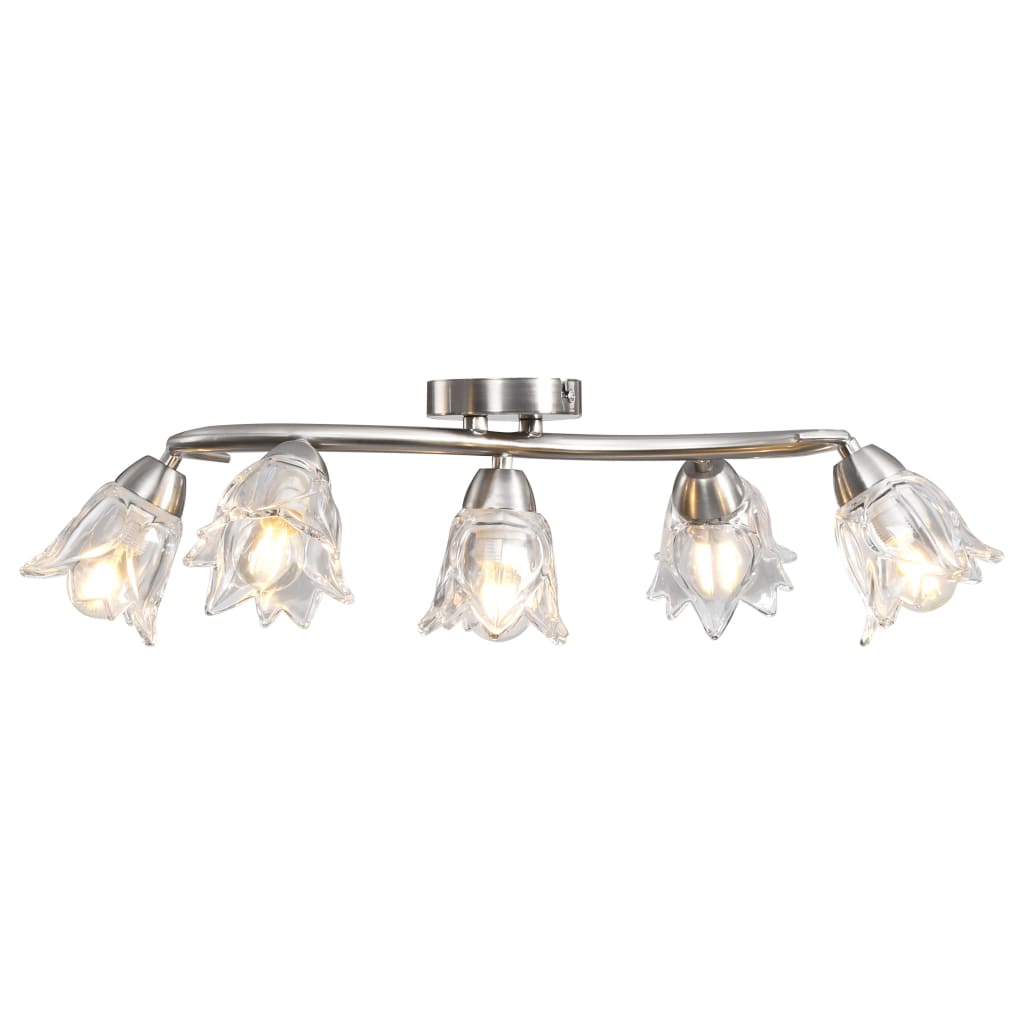 Lampadario con Paralumi in Vetro per 5 Lampadine E14 Tulipano | homemem39