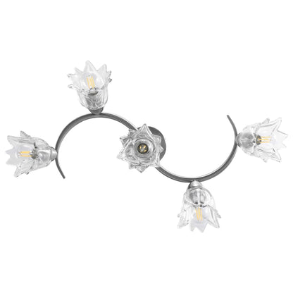 Lampadario con Paralumi in Vetro per 5 Lampadine E14 Tulipano | homemem39