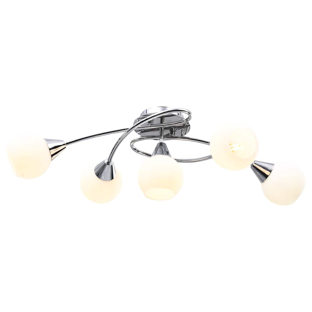 Lampadario con Paralumi in Ceramica 5 Lampadine E14  a Coppa | homemem39