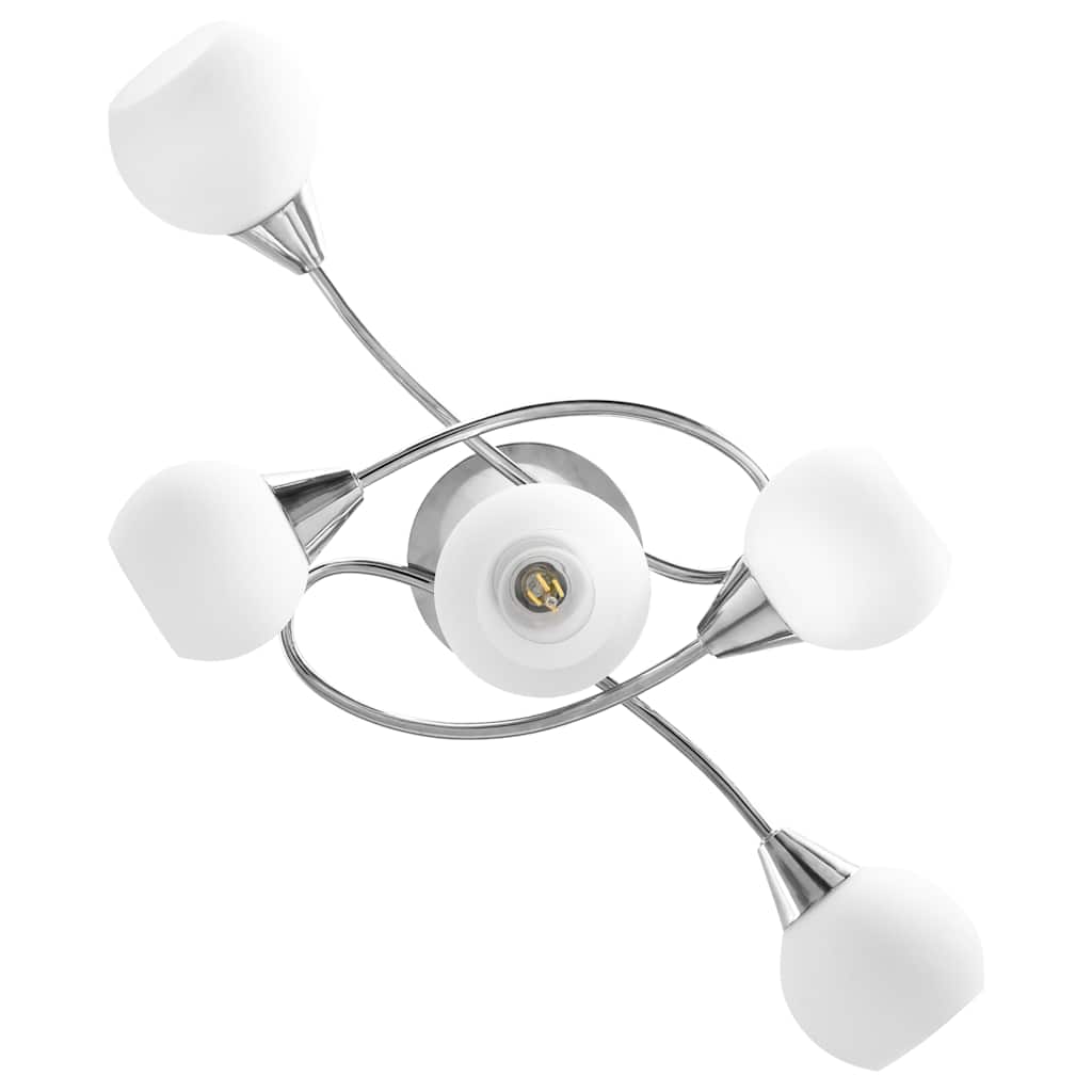 Lampadario con Paralumi in Ceramica 5 Lampadine E14  a Coppa | homemem39