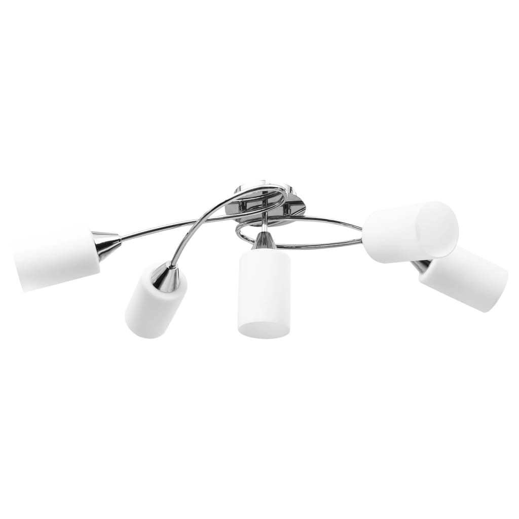 Lampadario Paralumi in Ceramica 5 Lampadine E14 Bianco a Cono | homemem39