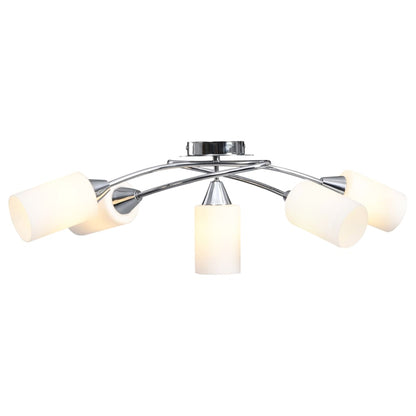 Lampadario Paralumi in Ceramica 5 Lampadine E14 Bianco a Cono | homemem39