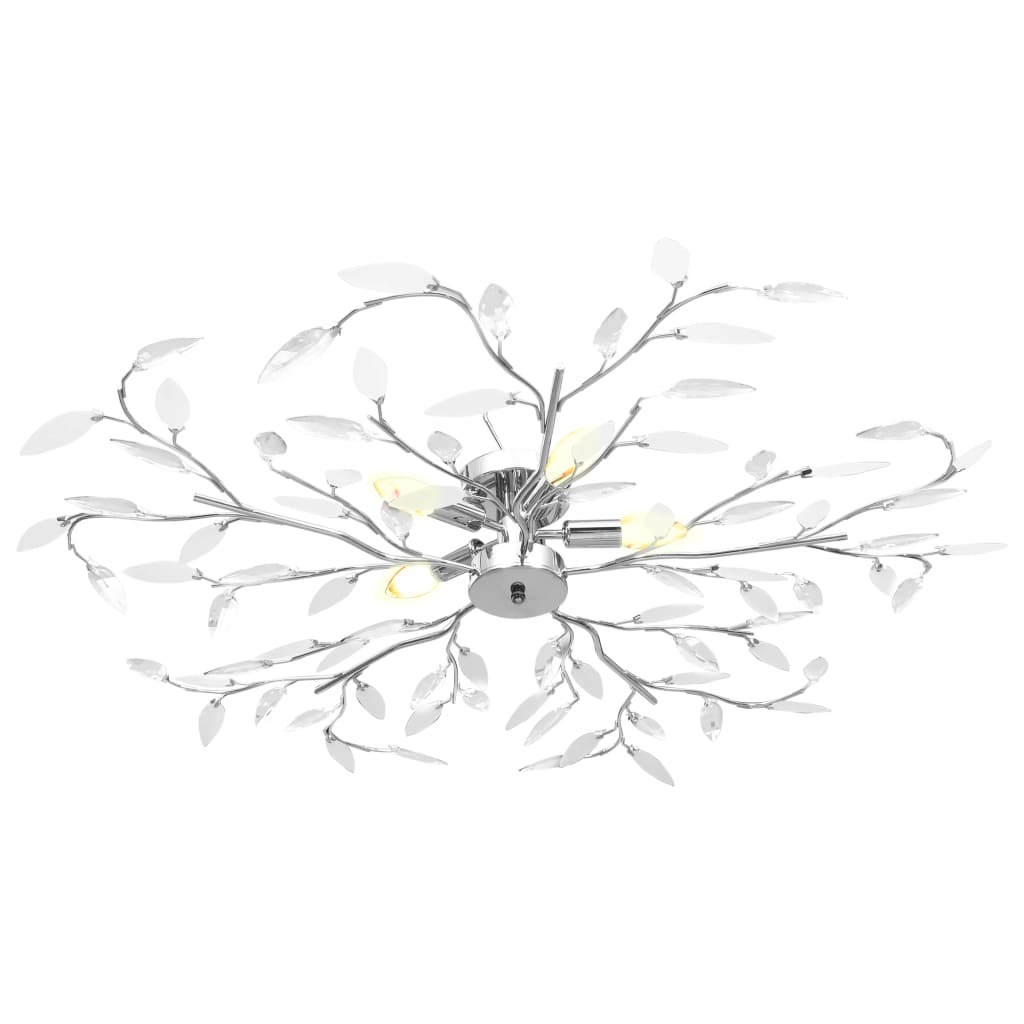 Lampadario Foglie e Bracci in Cristallo Acrilico 5 E14 Bianco | homemem39