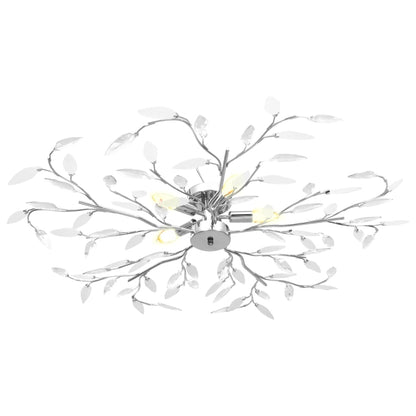 Lampadario Foglie e Bracci in Cristallo Acrilico 5 E14 Bianco | homemem39