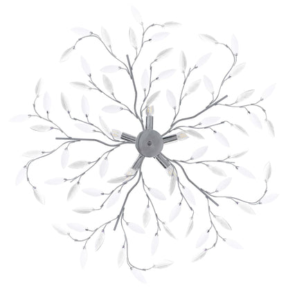 Lampadario Foglie e Bracci in Cristallo Acrilico 5 E14 Bianco | homemem39