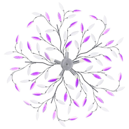 Lampadario Foglie e Bracci in Cristallo Acrilico 5 E14 Viola | homemem39
