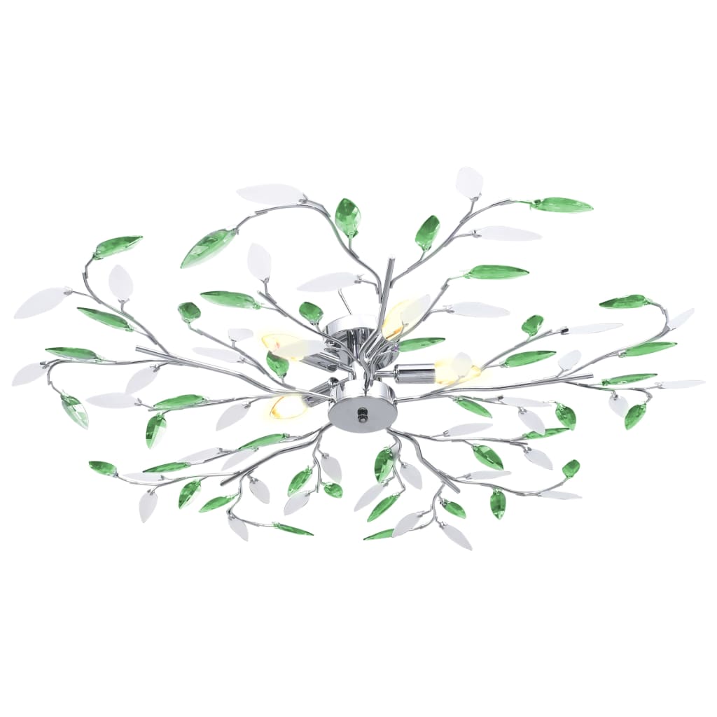 Lampadario Foglie e Bracci in Cristallo Acrilico 5 E14 Verde | homemem39