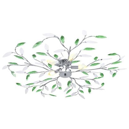 Lampadario Foglie e Bracci in Cristallo Acrilico 5 E14 Verde | homemem39