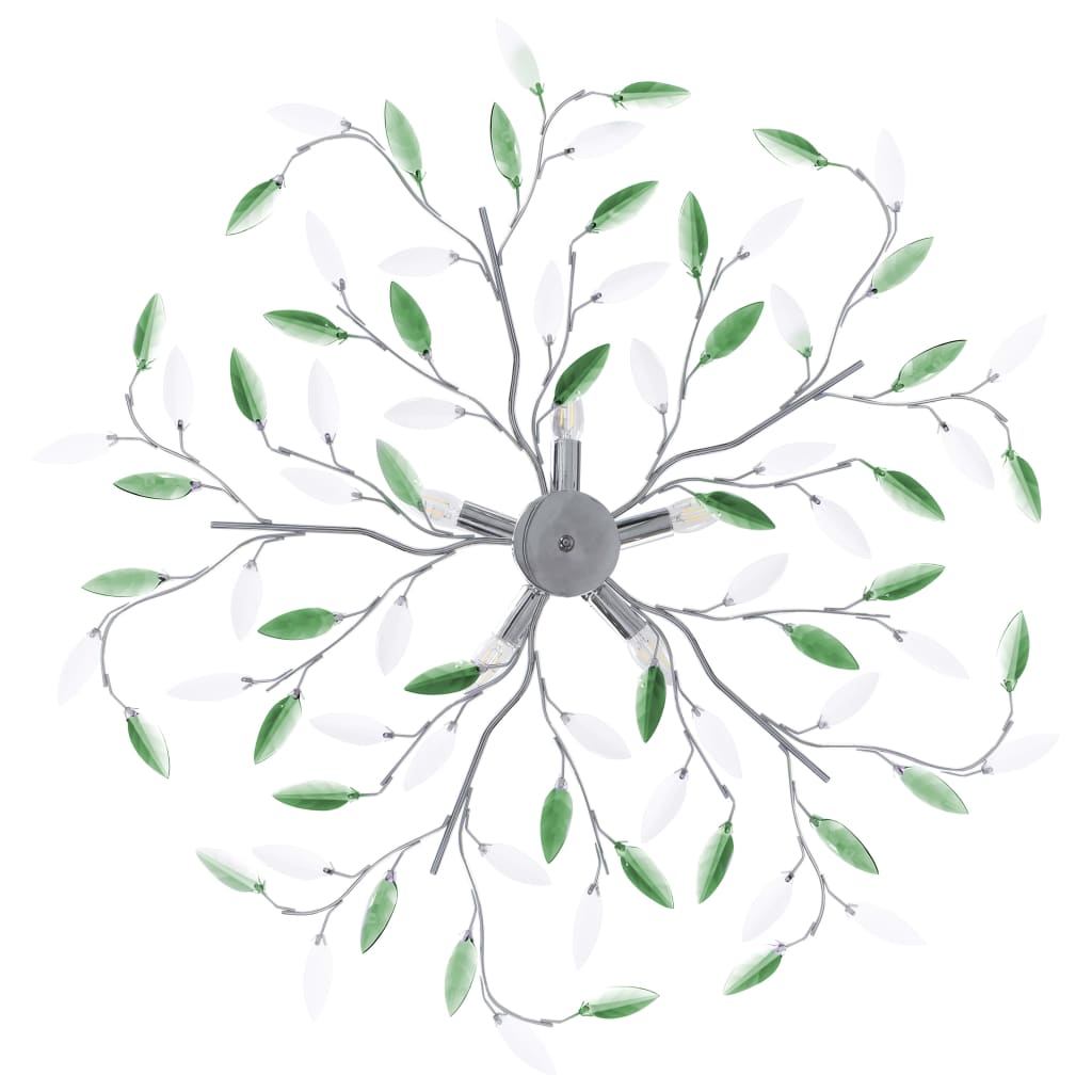 Lampadario Foglie e Bracci in Cristallo Acrilico 5 E14 Verde | homemem39