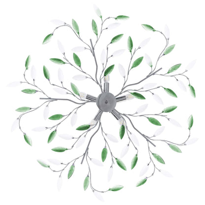 Lampadario Foglie e Bracci in Cristallo Acrilico 5 E14 Verde | homemem39