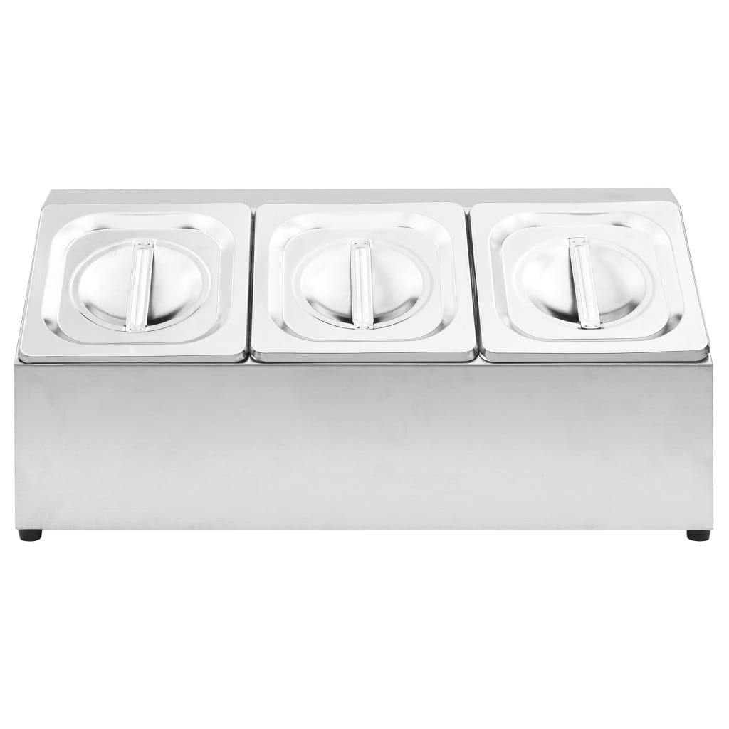 Supporto Gastronorm con 3 Contenitori GN 1/6 in Acciaio Inox - homemem39