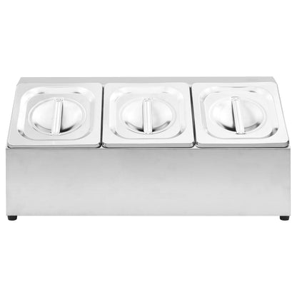 Supporto Gastronorm con 3 Contenitori GN 1/6 in Acciaio Inox - homemem39