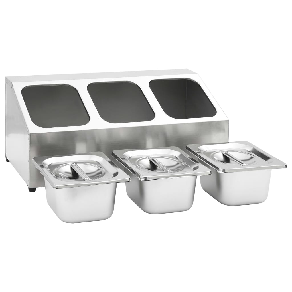 Supporto Gastronorm con 3 Contenitori GN 1/6 in Acciaio Inox - homemem39