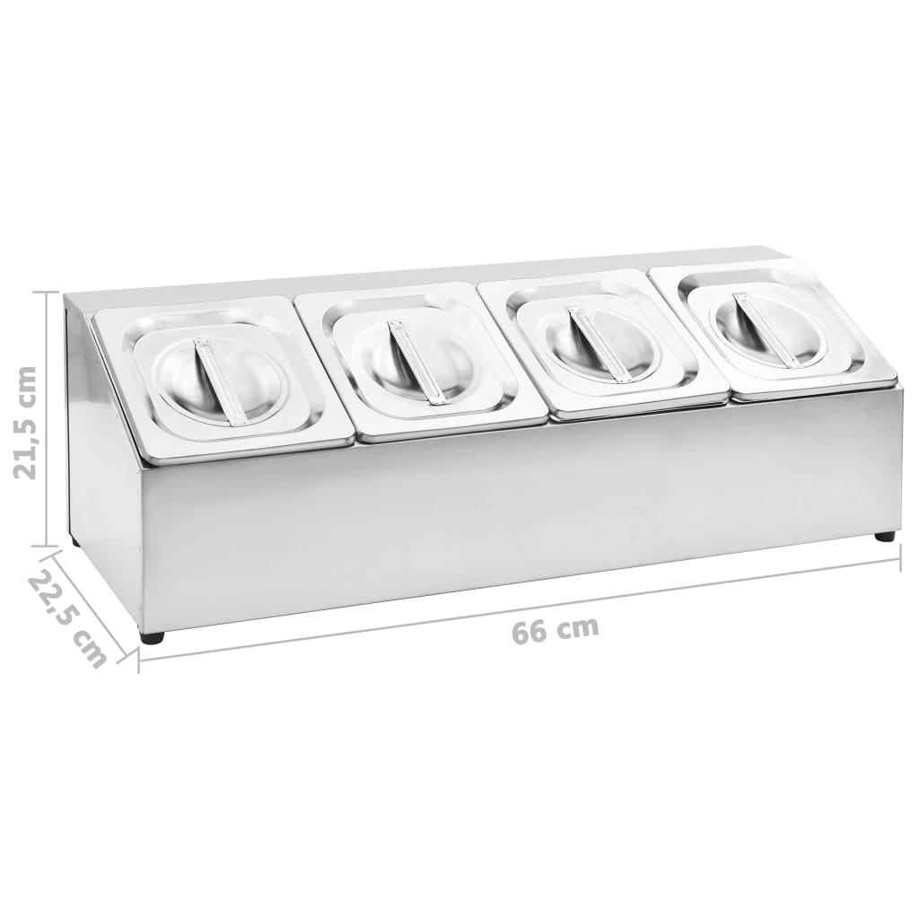 Supporto Gastronorm con 4 Contenitori GN 1/6 in Acciaio Inox - homemem39