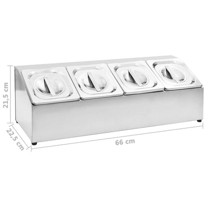 Supporto Gastronorm con 4 Contenitori GN 1/6 in Acciaio Inox - homemem39
