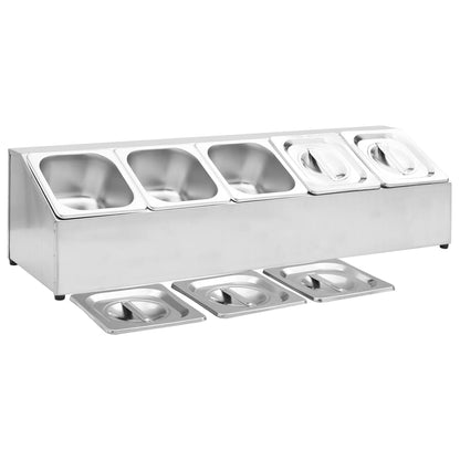 Supporto Gastronorm con 5 Contenitori GN 1/6 in Acciaio Inox - homemem39