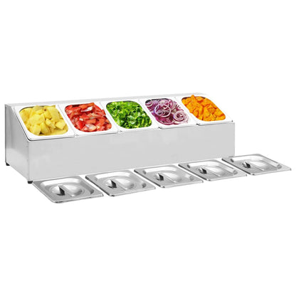 Supporto Gastronorm con 5 Contenitori GN 1/6 in Acciaio Inox - homemem39