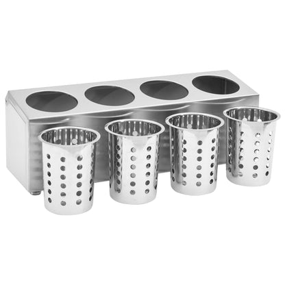 Portaposate con 4 Inserti Rettangolare in Acciaio Inox - homemem39