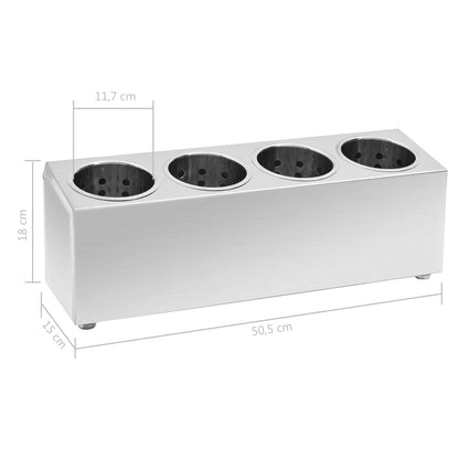 Portaposate con 4 Inserti Rettangolare in Acciaio Inox - homemem39