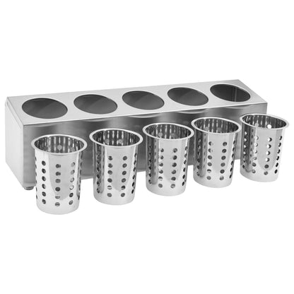Portaposate con 5 Inserti Rettangolare in Acciaio Inox | homemem39