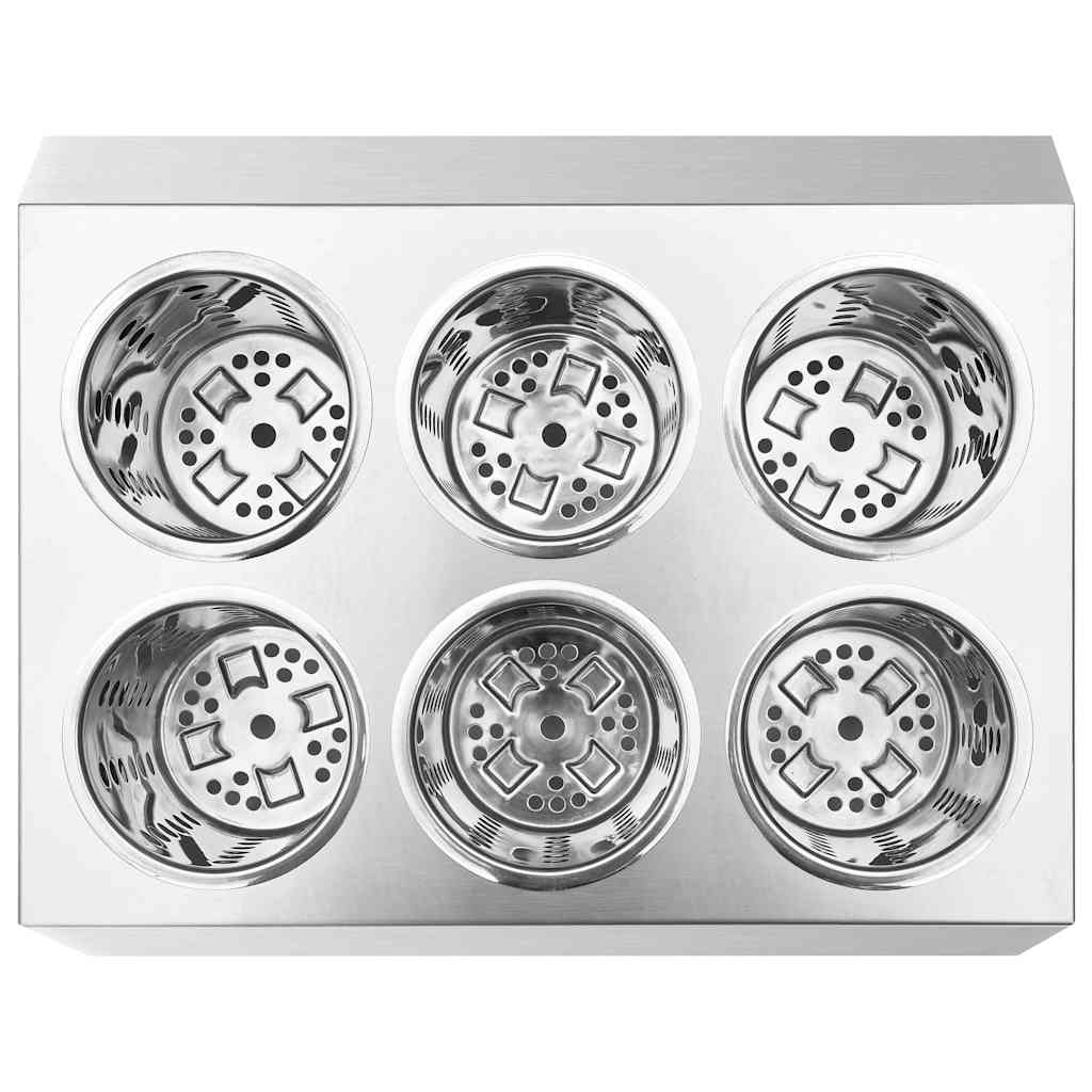 Portaposate con 6 Inserti Quadrato in Acciaio Inox