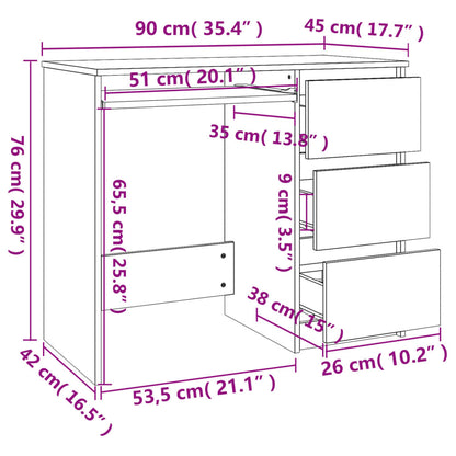 Scrivania Bianco Lucido 90x45x76 cm in Legno Multistrato