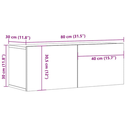 Mobile Porta TV Grigio Cemento 80x30x30 cm in Legno Multistrato